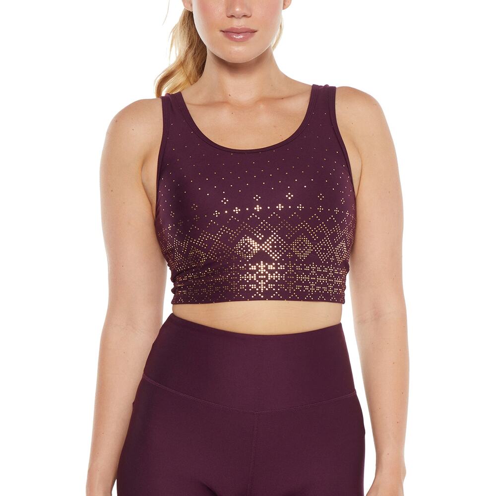 Marika Marley Long Sports Bra Sz L Potent Purple Gold Low Impact Athleisure Yoga